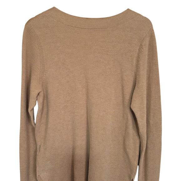 GAP Womens Sz XL Camel Tan Classic Preppy Y2K Knit V-Neck Tunic Pullover Sweater - Picture 2 of 9